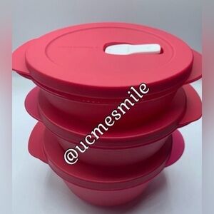 Tupperware Micro Flash Red Bowls with lids Set